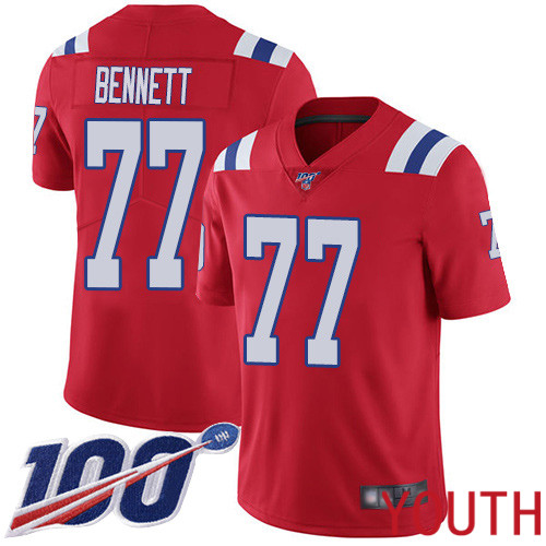 New England Patriots Football 77 100th Season Limited Red Youth Michael Bennett Alternate NFL Jersey